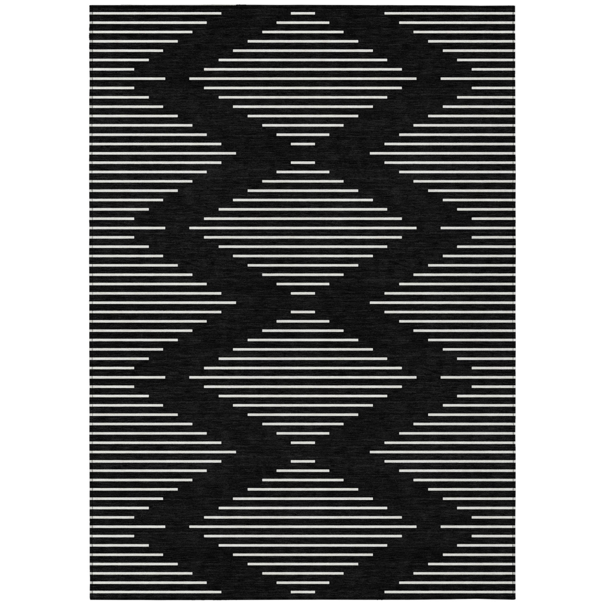 598535 8 x 10 ft. Black & Ivory Geometric Washable Indoor & Outdoor Rectangle Area Rug