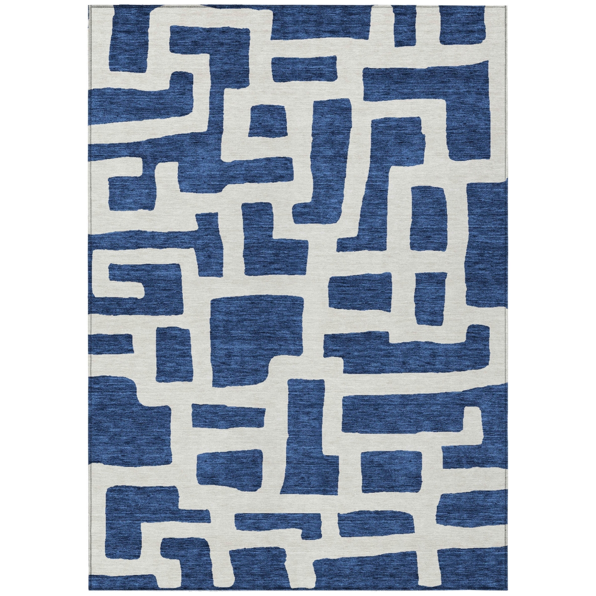 593868 9 x 12 ft. Navy Blue & Ivory Abstract Washable Indoor & Outdoor Rectangle Area Rug