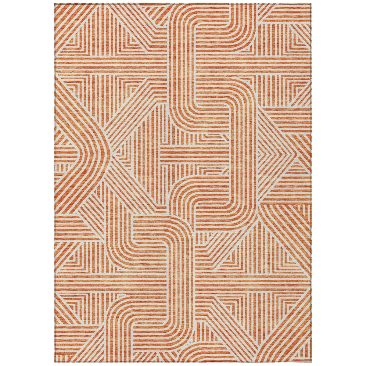 594951 9 x 12 ft. Orange & Ivory Abstract Washable Indoor & Outdoor Rectangle Area Rug