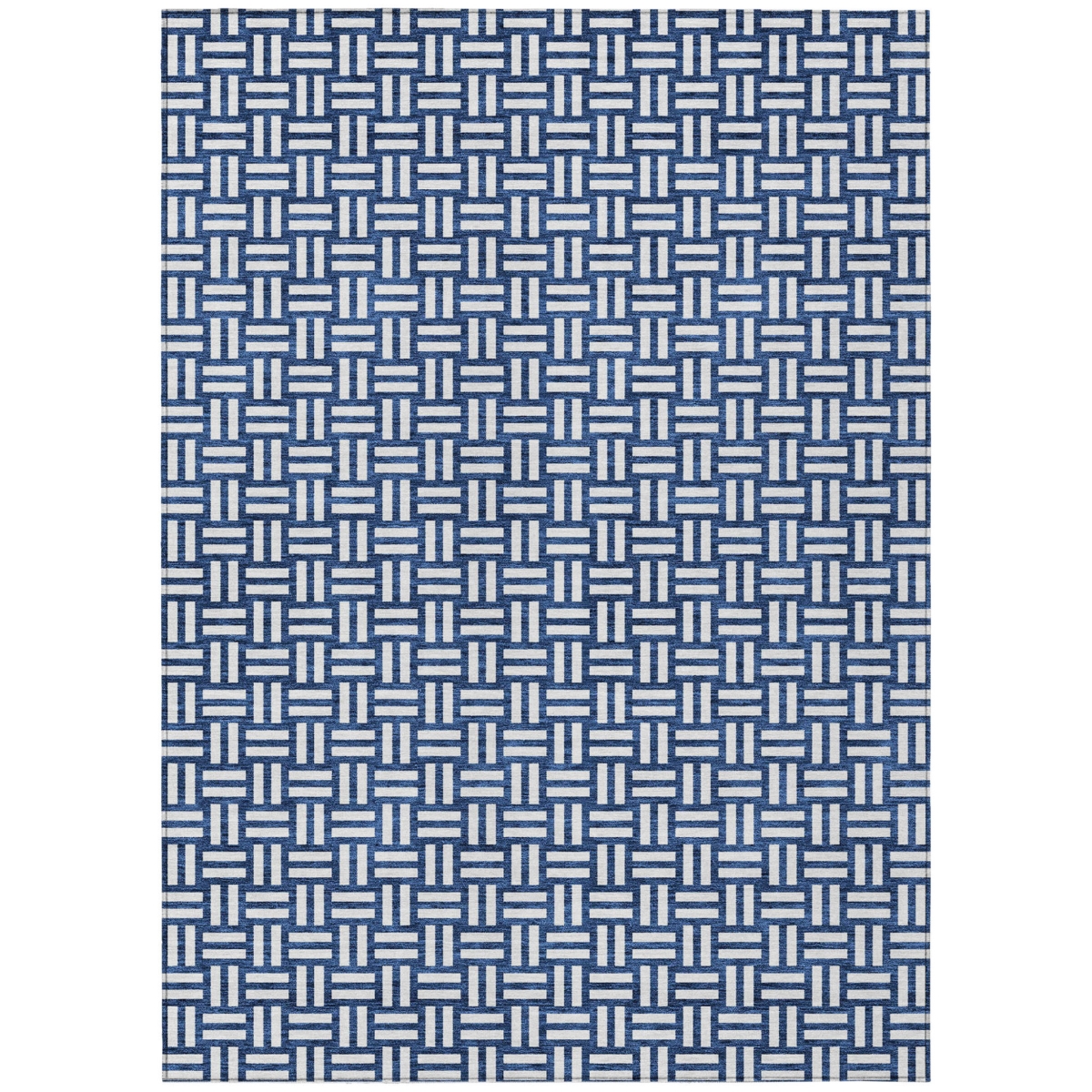 595571 3 x 5 ft. Navy Blue & Ivory Geometric Washable Indoor & Outdoor Rectangle Area Rug