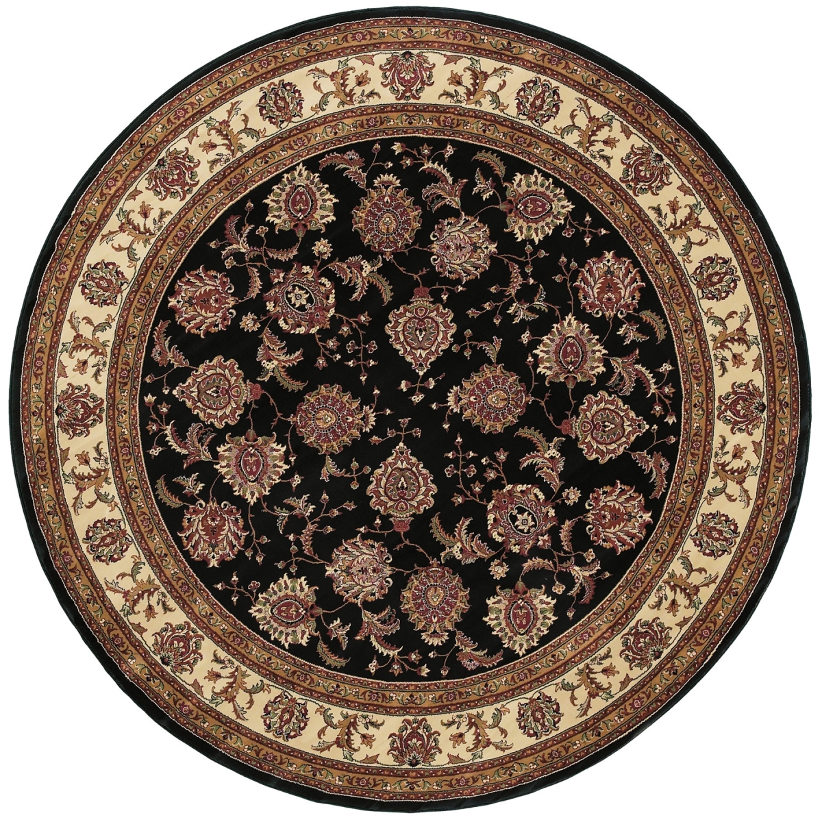 574149 6 ft. Brown & Ivory Oriental Round Rug