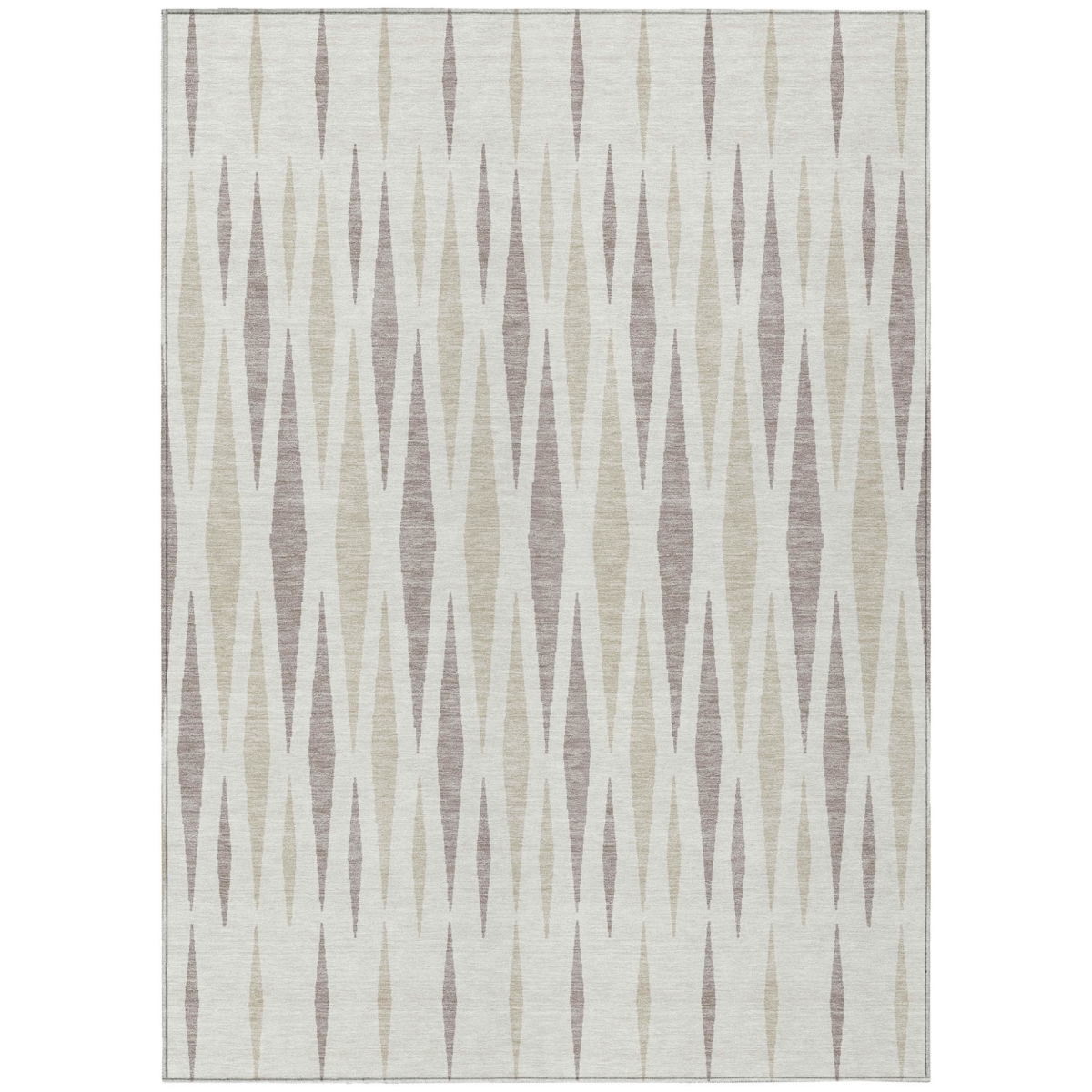 591892 5 x 8 ft. Ivory, Brown & Beige Geometric Washable Indoor & Outdoor Rectangle Area Rug