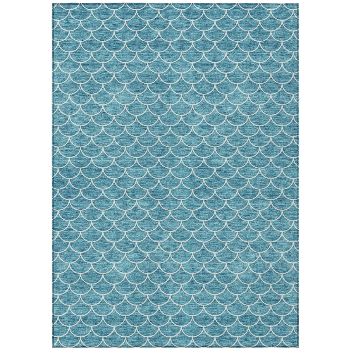 596212 10 x 14 ft. Teal Blue & Ivory Geometric Washable Indoor & Outdoor Rectangle Area Rug