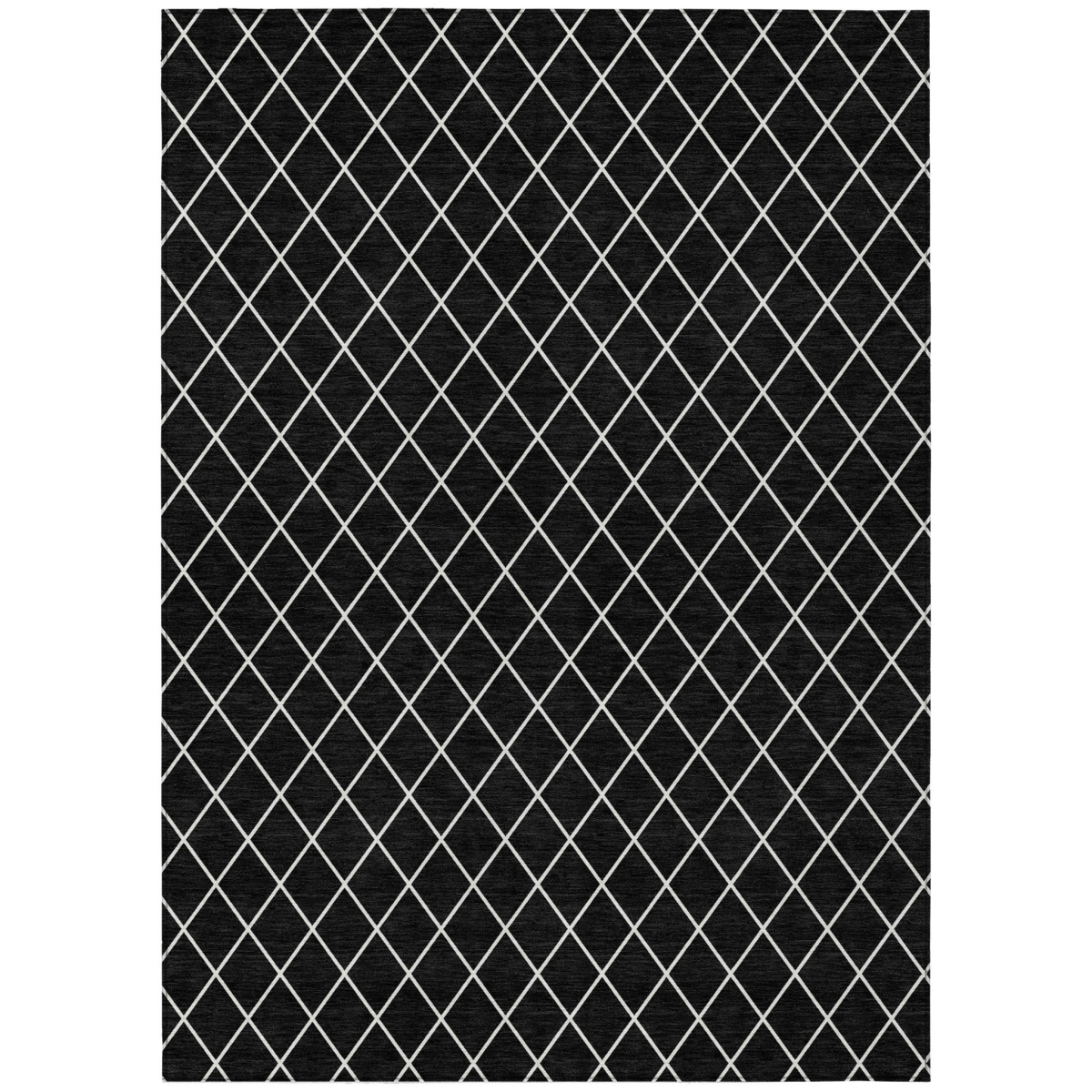 596085 9 x 12 ft. Black & Ivory Geometric Washable Indoor & Outdoor Rectangle Area Rug