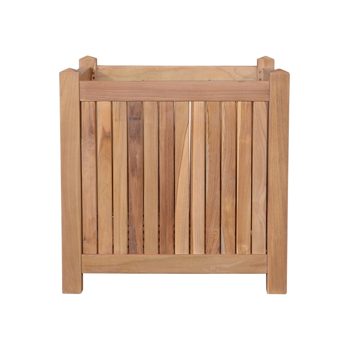 Teak Square Planter Box - Natural - 22 in. - Includes Stand - Weather Resistant