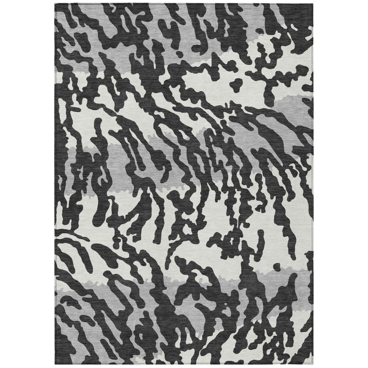 591255 3 x 5 ft. Black, Gray & Ivory Animal Print Washable Indoor & Outdoor Rectangle Area Rug