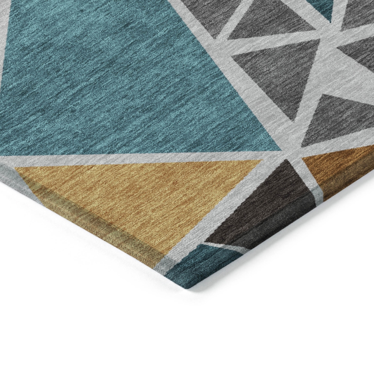 600366 3 x 5 ft. Gray, Copper & Brown Geometric Washable Indoor & Outdoor Rectangle Area Rug