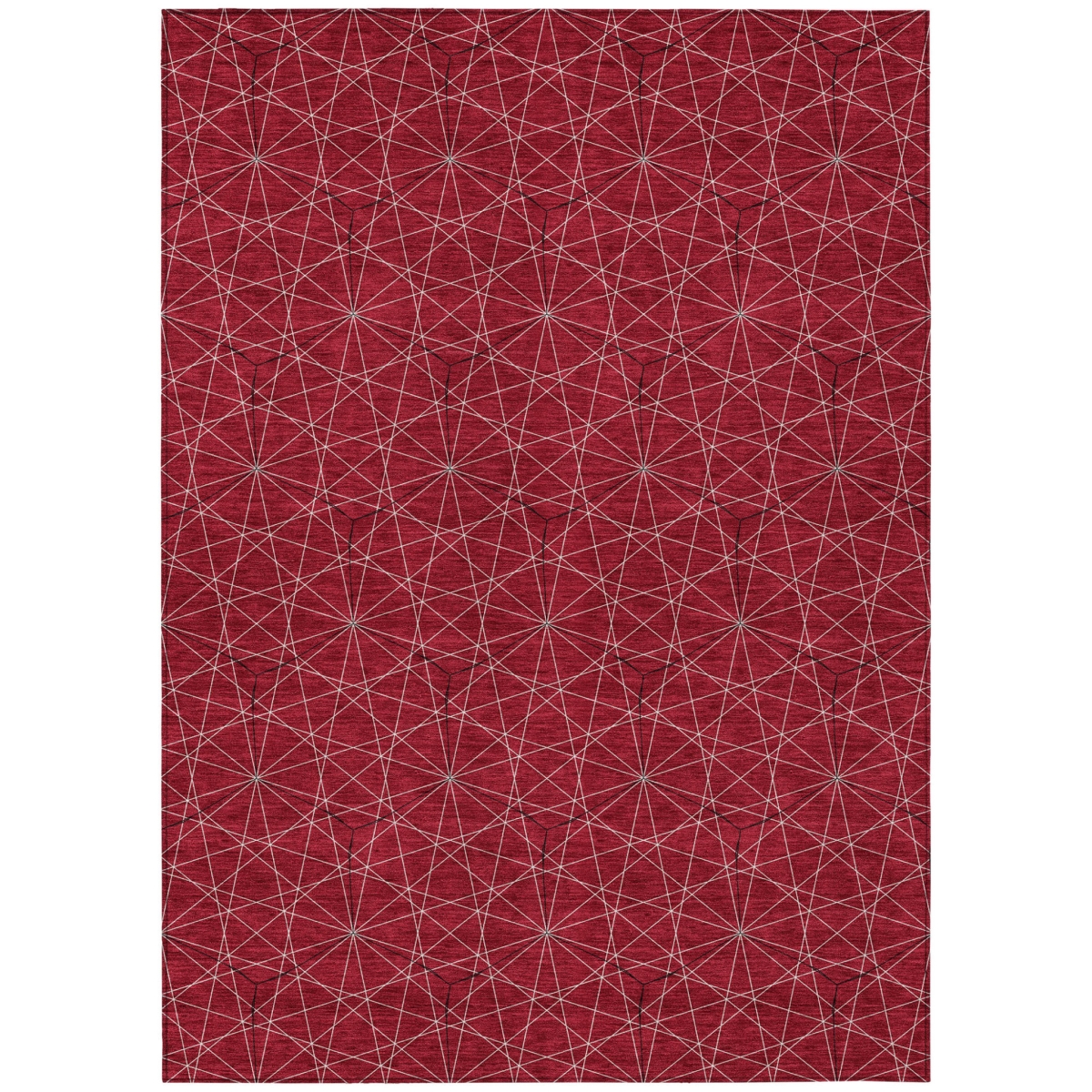 596758 3 x 5 ft. Red, Black & Ivory Geometric Washable Indoor & Outdoor Rectangle Area Rug