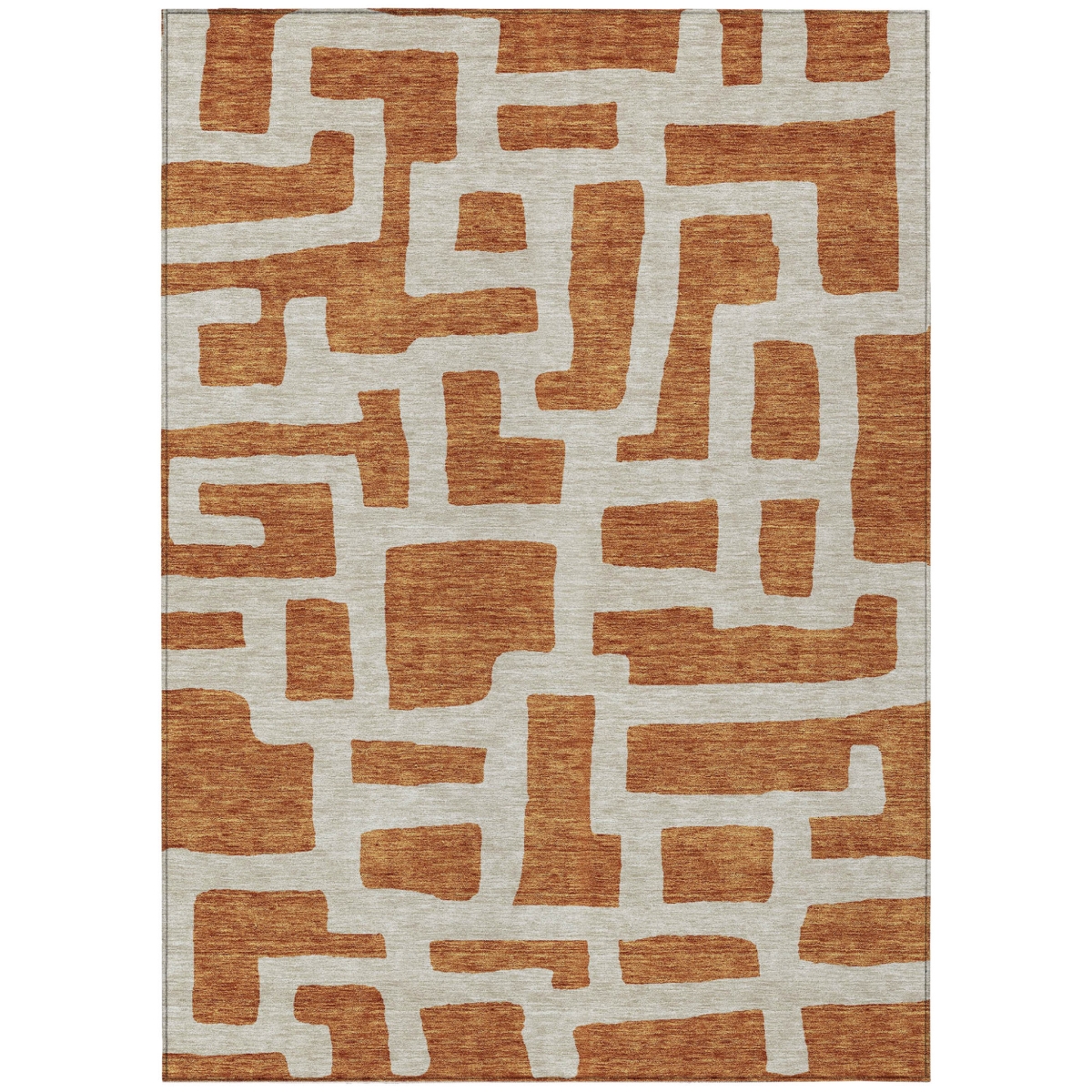 593909 5 x 8 ft. Terra Cotta & Gray Abstract Washable Indoor & Outdoor Rectangle Area Rug