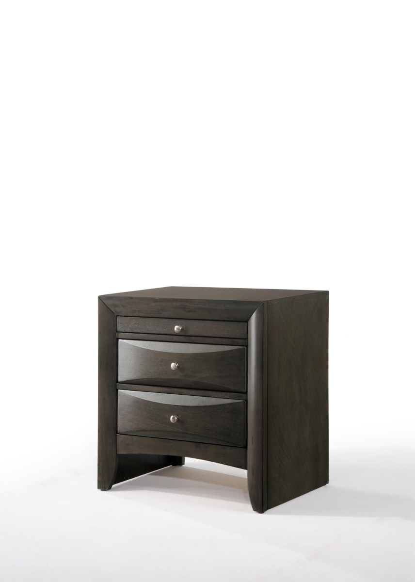 Nightstand in Gray Oak Rubber Wood Okume Veneer MDF