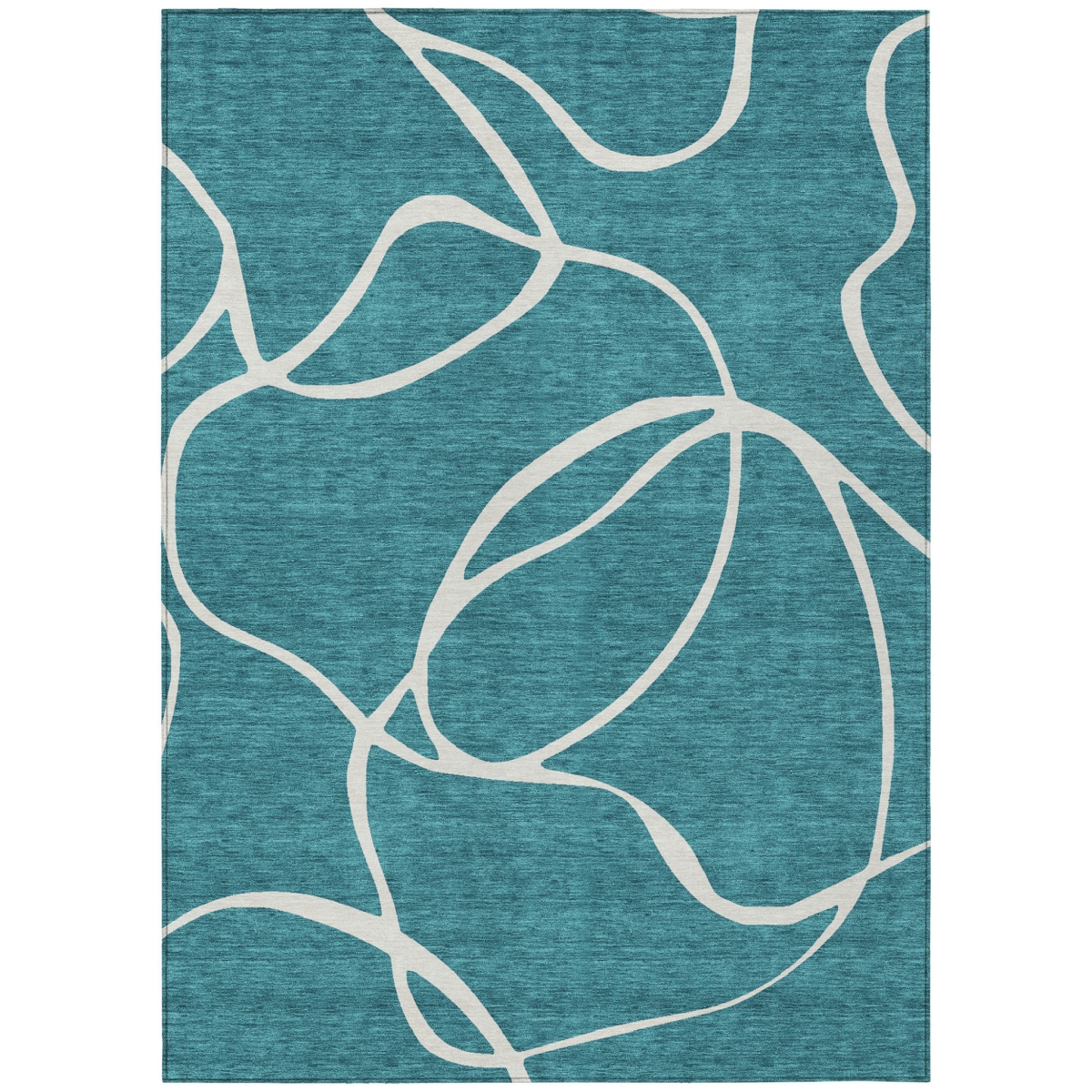 597526 8 x 10 ft. Teal Blue & Ivory Abstract Washable Indoor & Outdoor Rectangle Area Rug