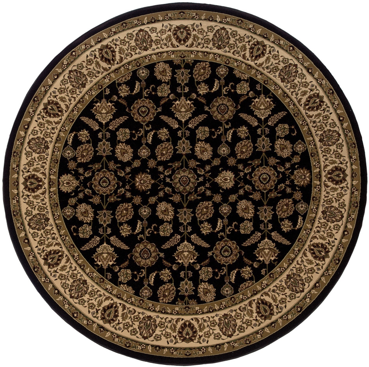 574170 6 ft. Brown & Ivory Oriental Round Rug