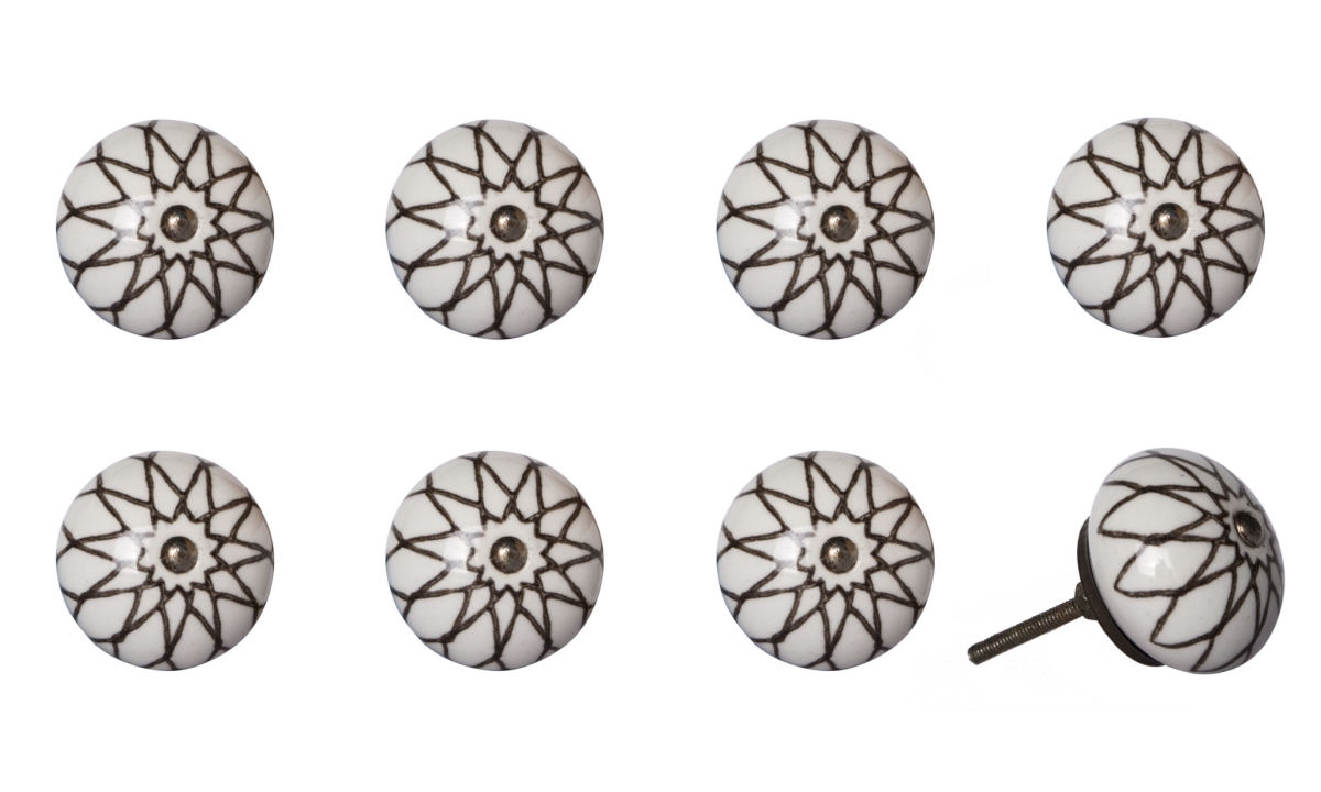 544444 Brown Ceramic & Metal Drawer Pull Knobs - Set of 8