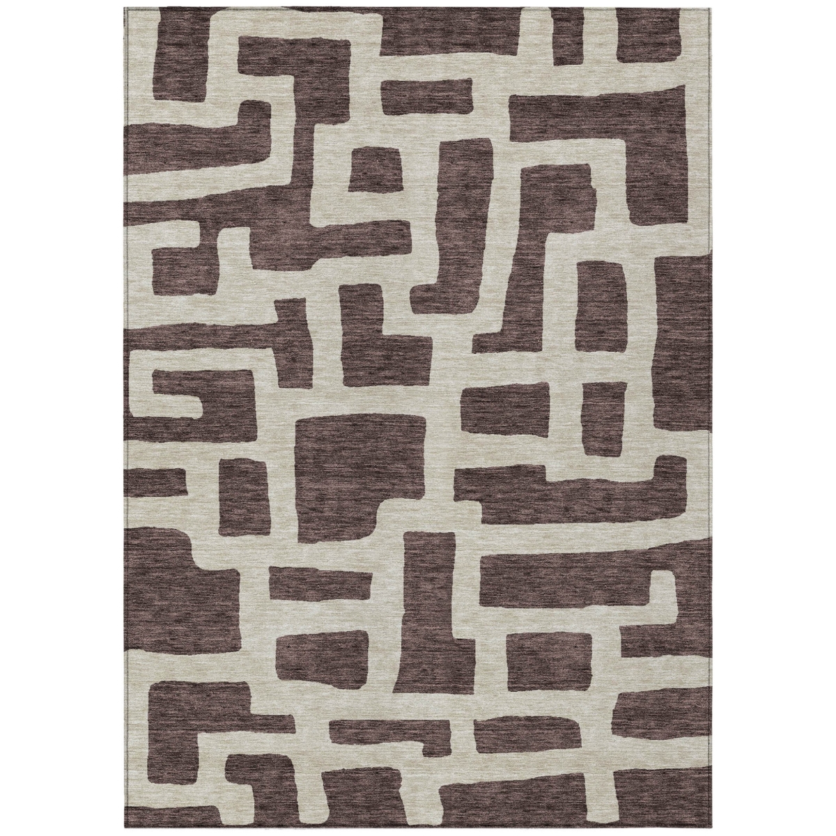 Abstract Washable Area Rug - Brown & Beige - 3 x 5 ft - Stain Resistant