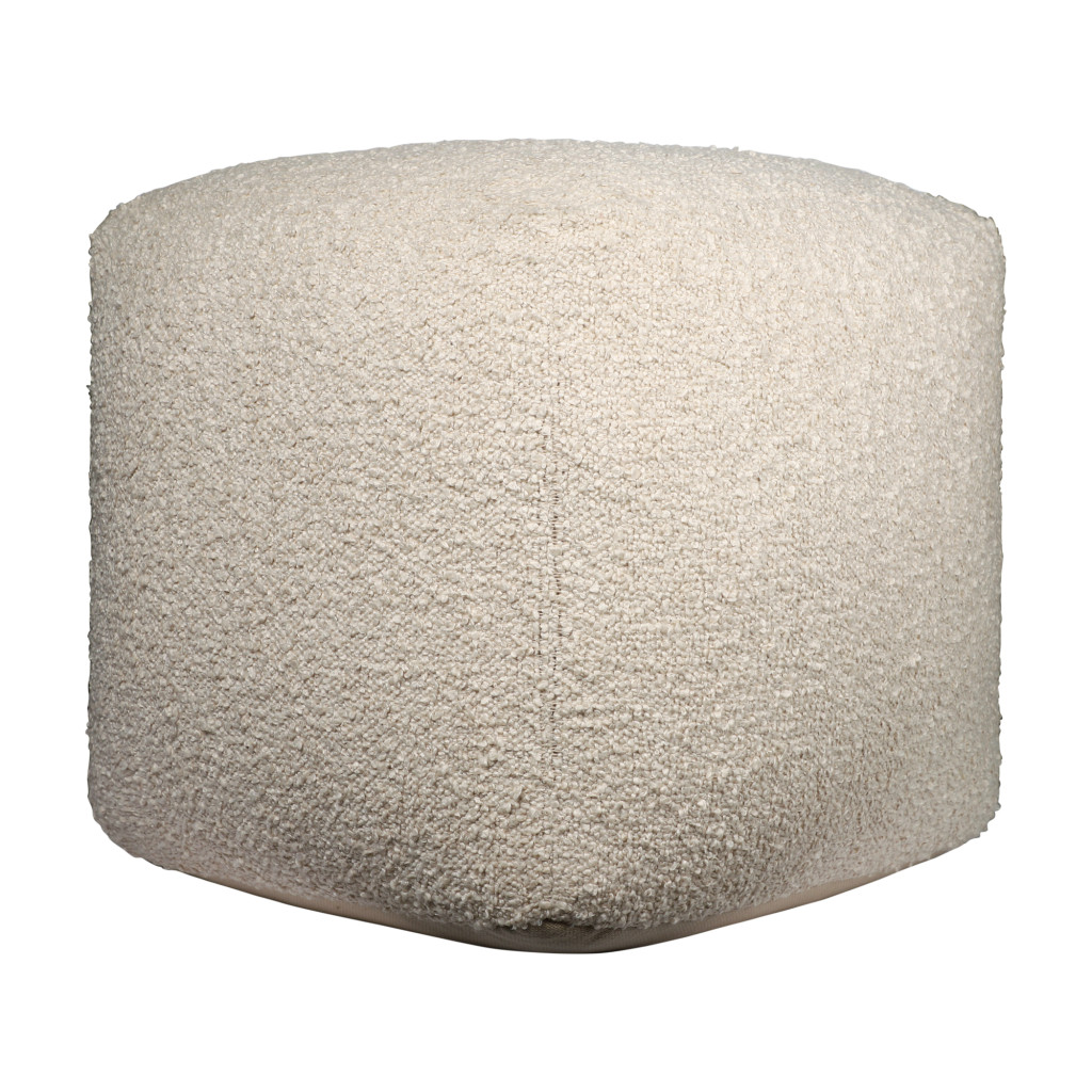 551570 18 in. Beige Polyester Cube Outdoor Pouf Ottoman