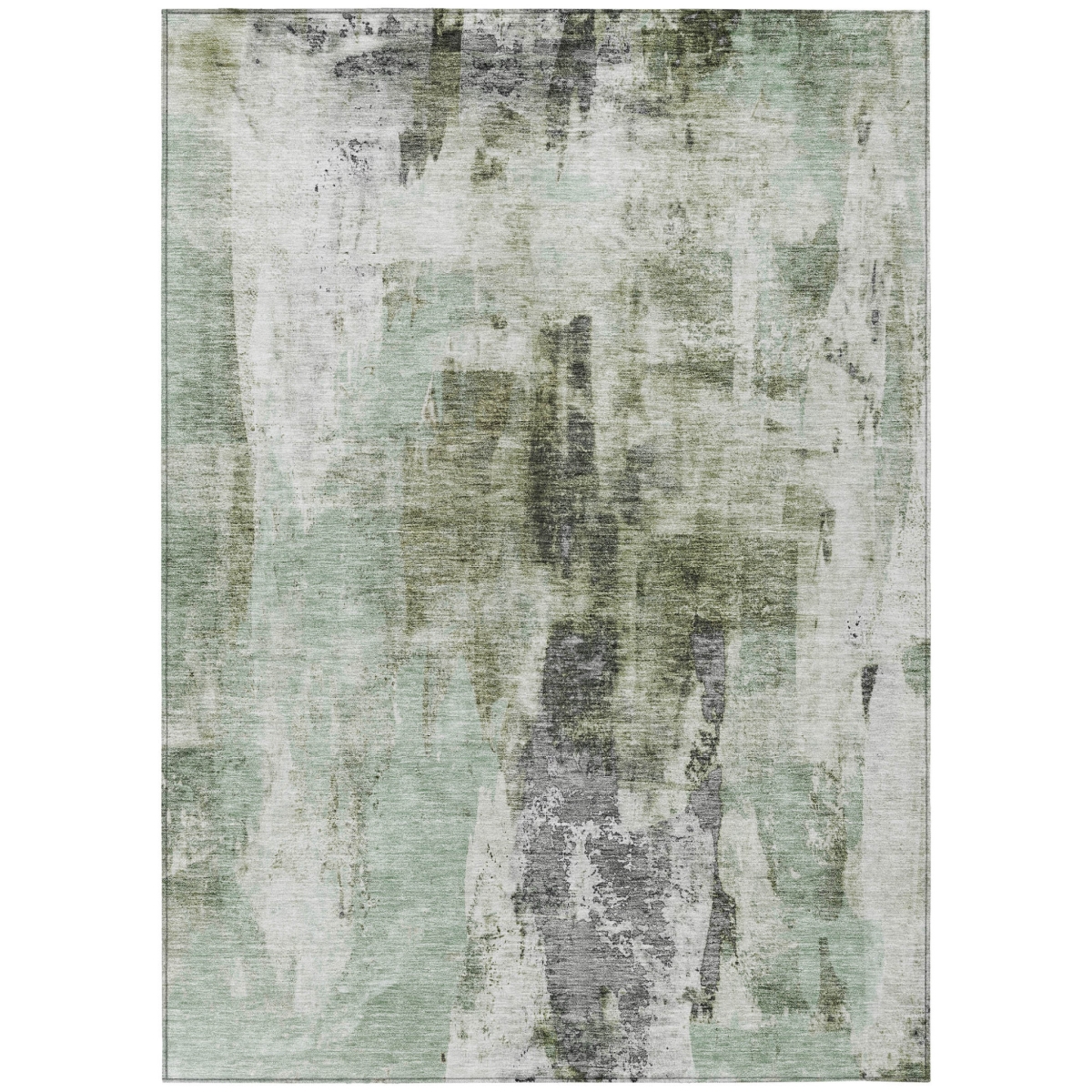 603143 3 x 5 ft. Mint Green, Ivory & Gray Abstract Washable Indoor & Outdoor Rectangle Area Rug