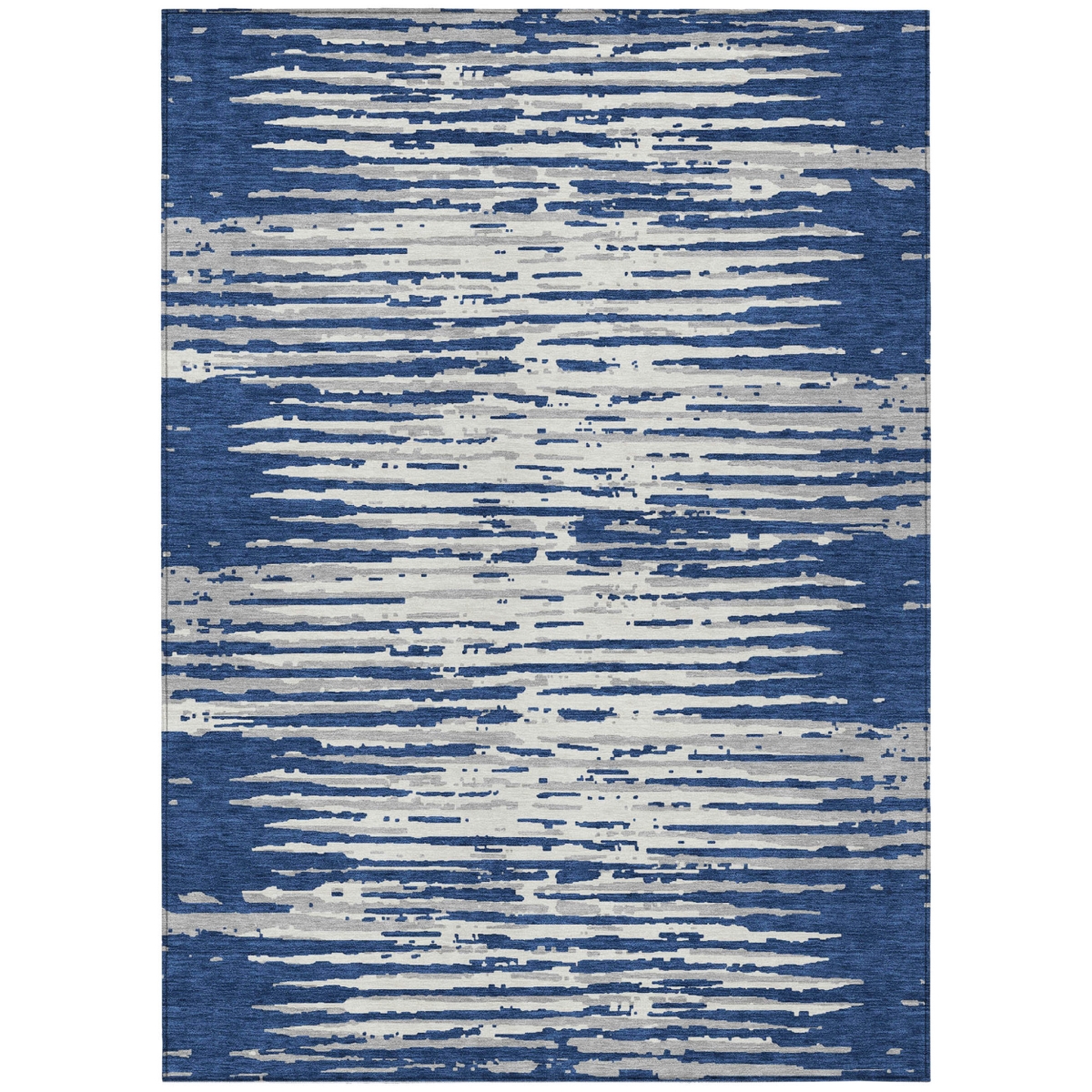 592406 10 x 14 ft. Navy Blue & Ivory Striped Washable Indoor & Outdoor Rectangle Area Rug