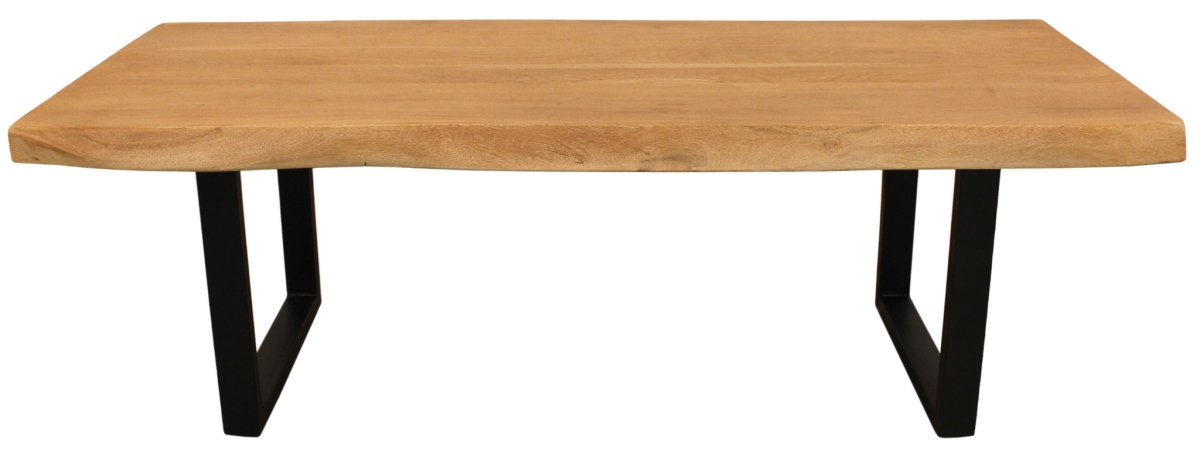 569546 59 in. Natural & Black Solid Wood & Iron Live Edge Coffee Table