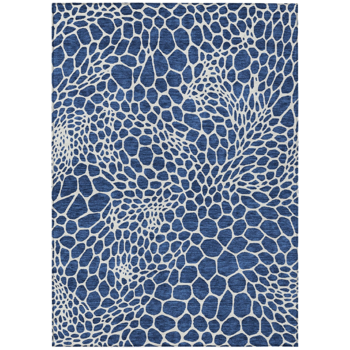 595097 3 x 5 ft. Navy Blue & Ivory Geometric Washable Indoor & Outdoor Rectangle Area Rug