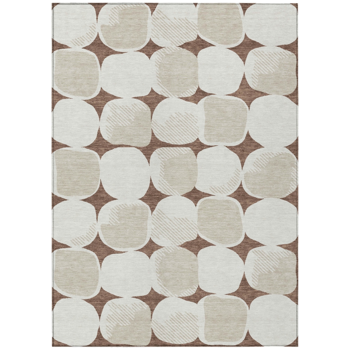 591013 9 x 12 ft. Brown, Beige & Ivory Abstract Washable Indoor & Outdoor Rectangle Area Rug