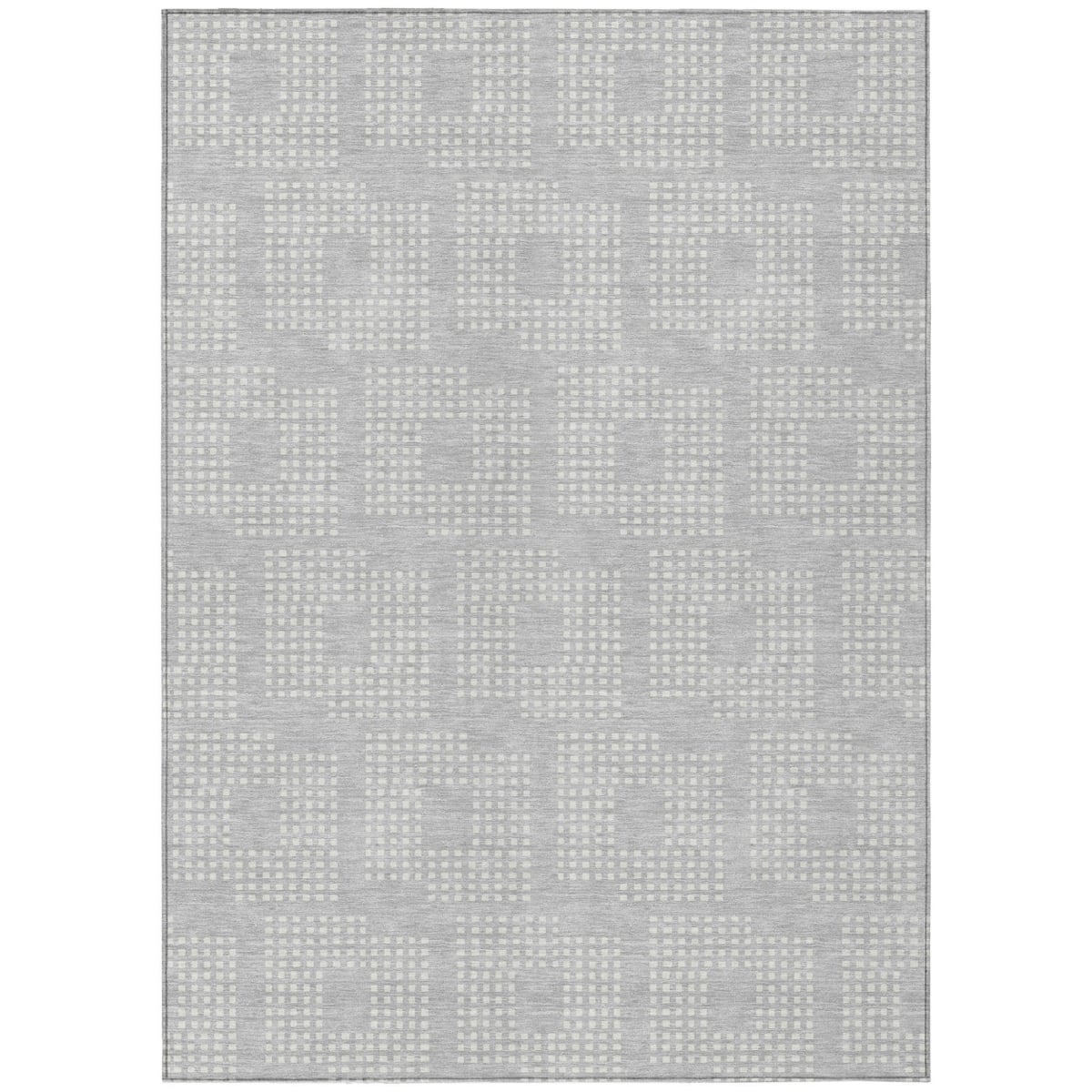 592569 3 x 5 ft. Silver & Ivory Geometric Washable Indoor & Outdoor Rectangle Area Rug