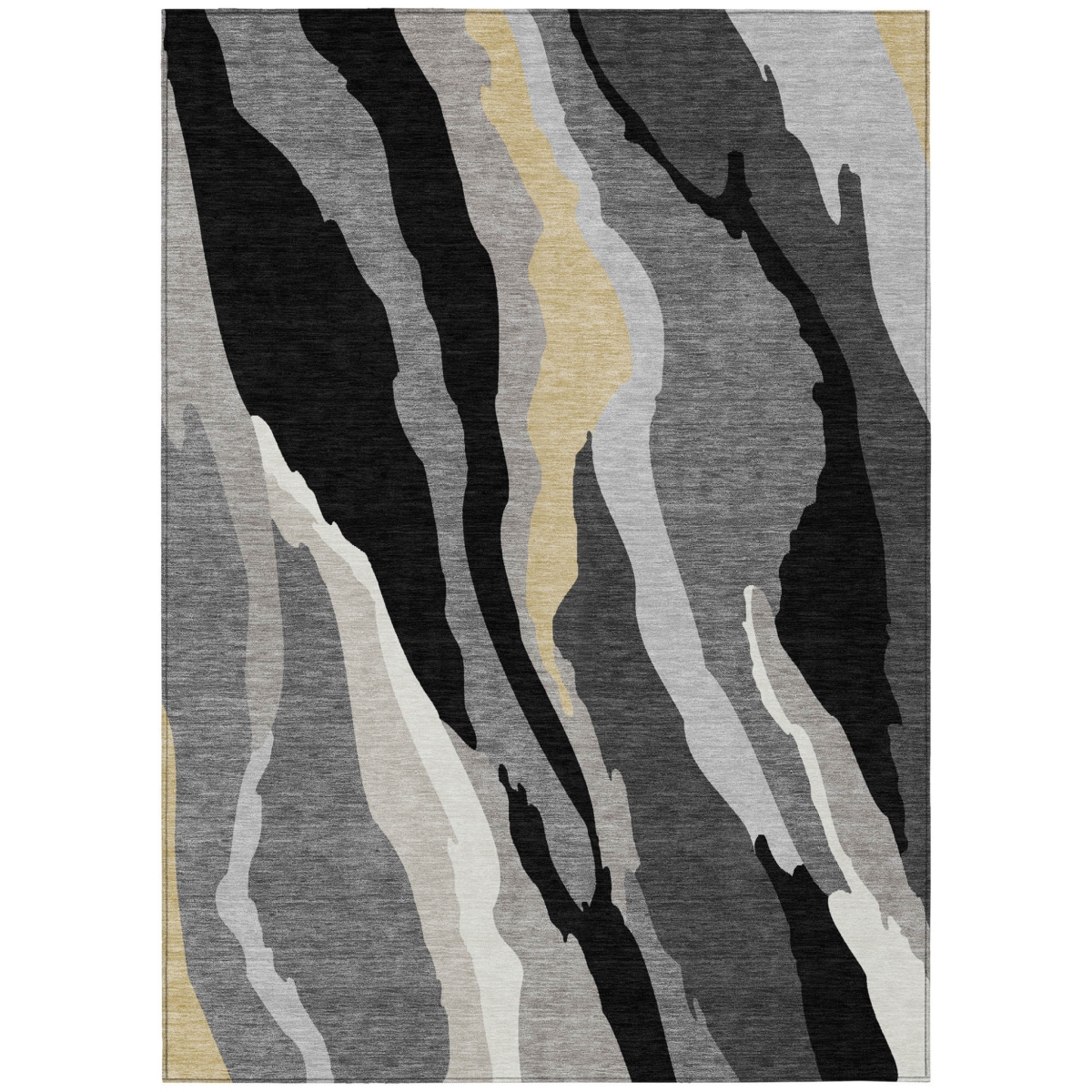 600945 8 x 10 ft. Black, Gray & Tan Abstract Washable Indoor & Outdoor Rectangle Area Rug