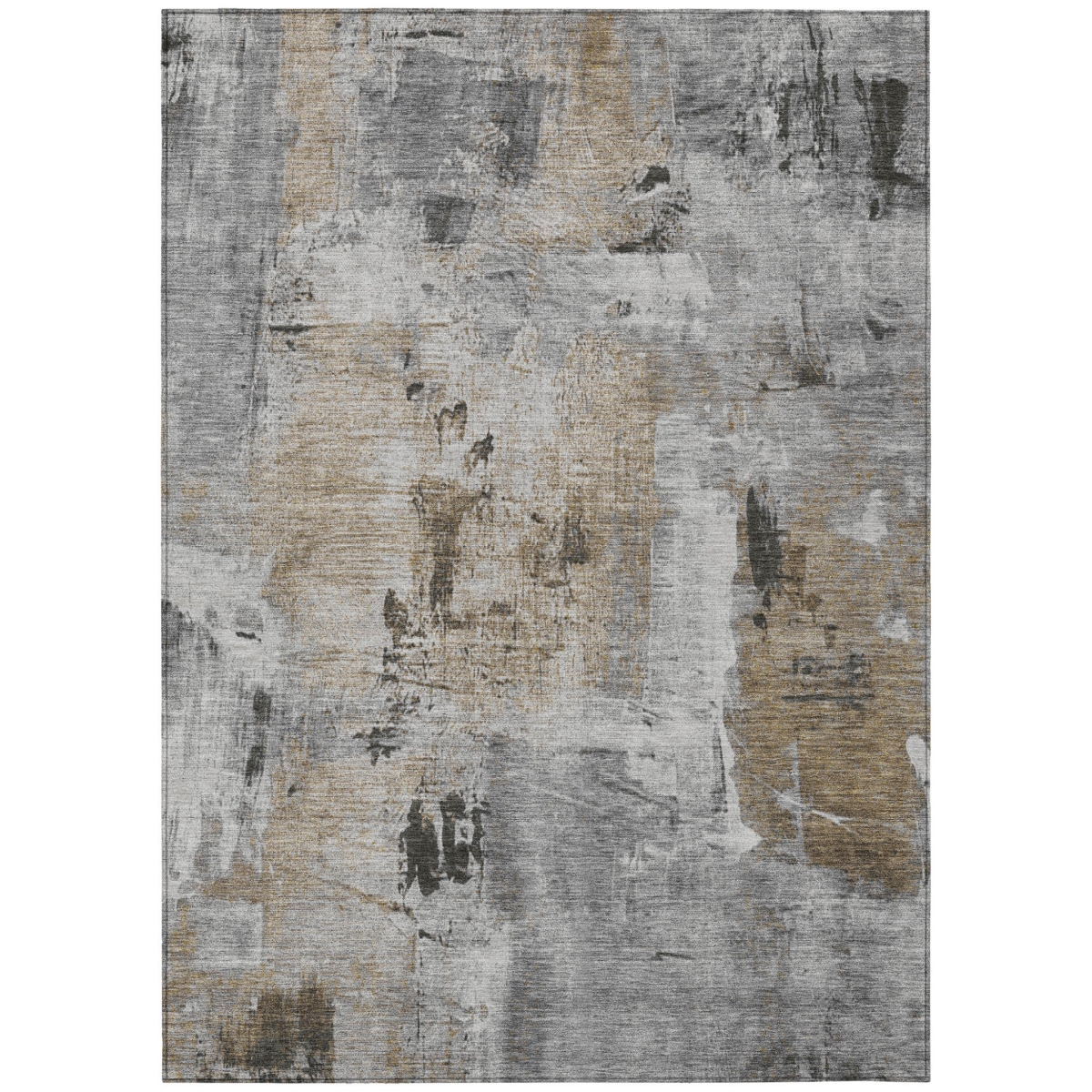 596866 3 x 5 ft. Gray, Ivory & Brown Abstract Washable Indoor & Outdoor Rectangle Area Rug