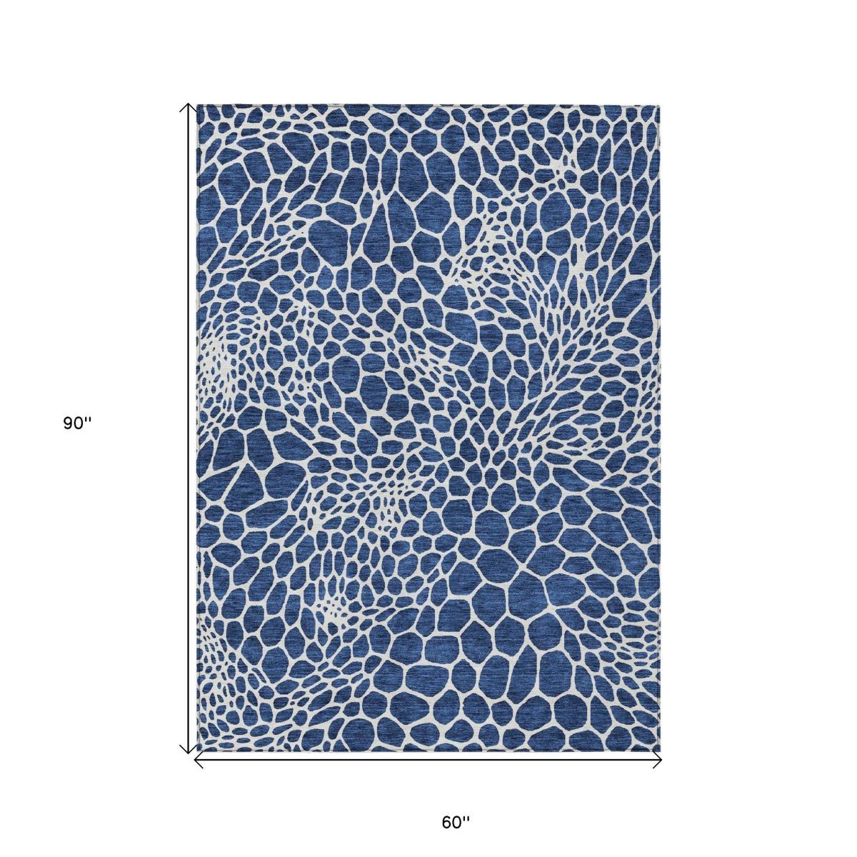595098 5 x 8 ft. Navy Blue & Ivory Geometric Washable Indoor & Outdoor Rectangle Area Rug