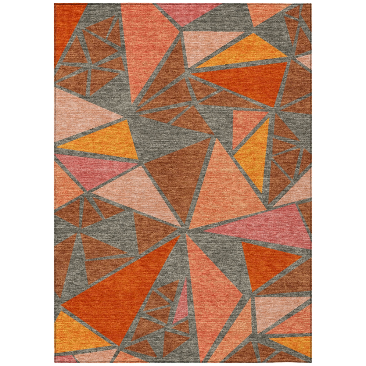 600391 5 x 8 ft. Rust, Gray & Pink Geometric Washable Indoor & Outdoor Rectangle Area Rug