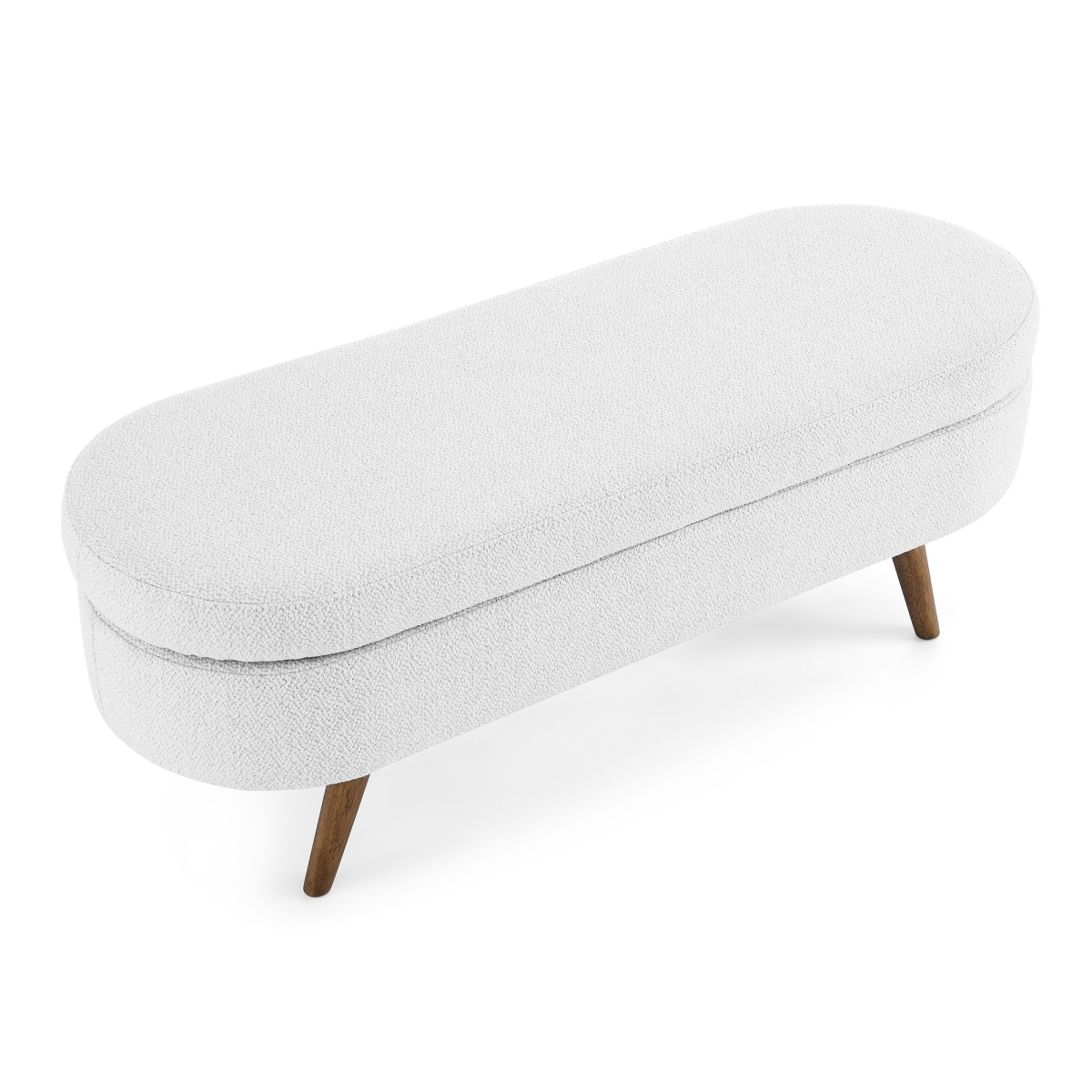555444 44 in. White & Brown Linen Upholstered Storage Bench with Flip Top
