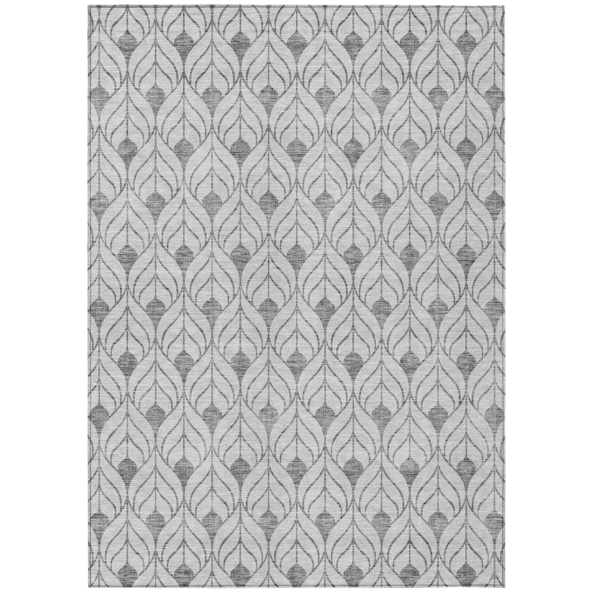 595773 9 x 12 ft. Silver & Gray Geometric Washable Indoor & Outdoor Rectangle Area Rug