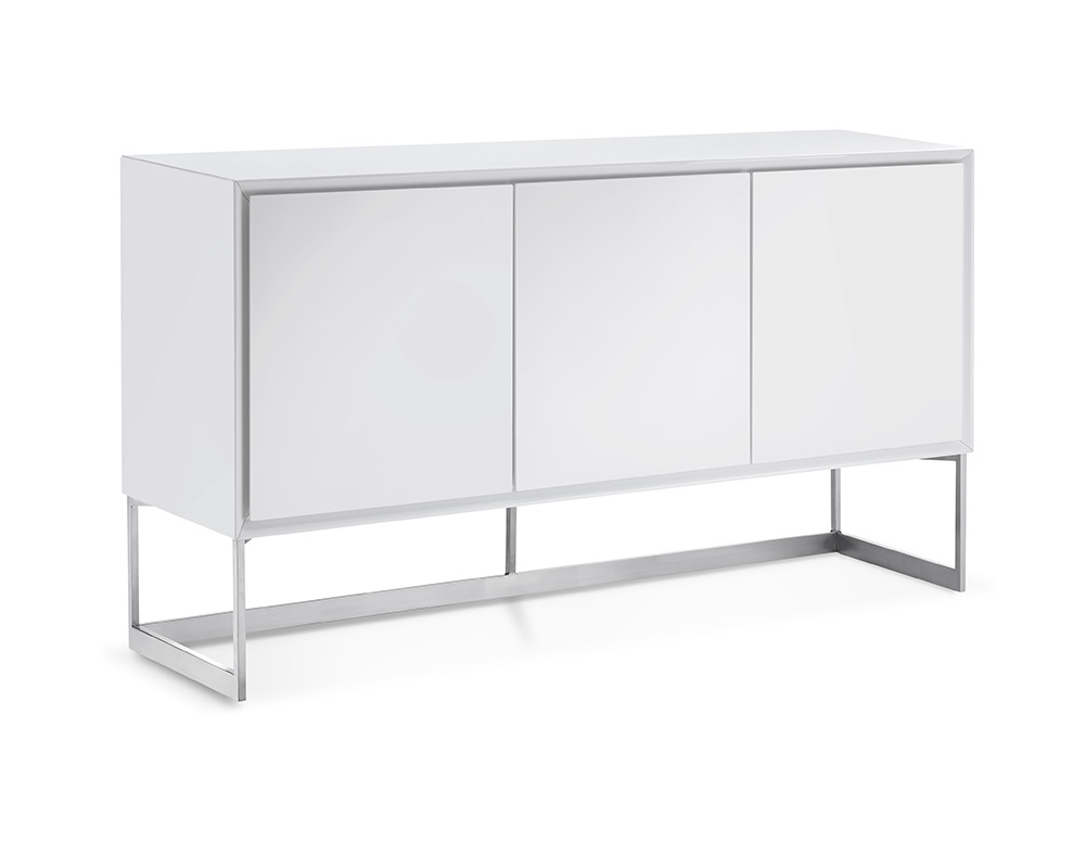 Picture of Home Roots 320851 Buffet High Gloss White Body Polished Stainless Steel Legs