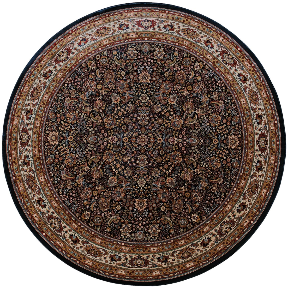 574132 8 ft. Blue & Red Oriental Round Rug