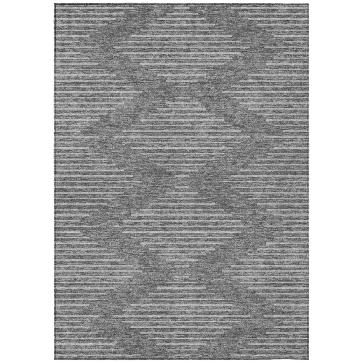 598547 8 x 10 ft. Charcoal & Silver Geometric Washable Indoor & Outdoor Rectangle Area Rug