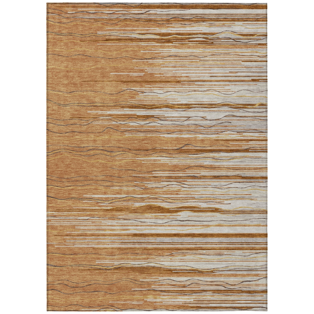 597280 8 x 10 ft. Brown, Copper & Ivory Striped Washable Indoor & Outdoor Rectangle Area Rug