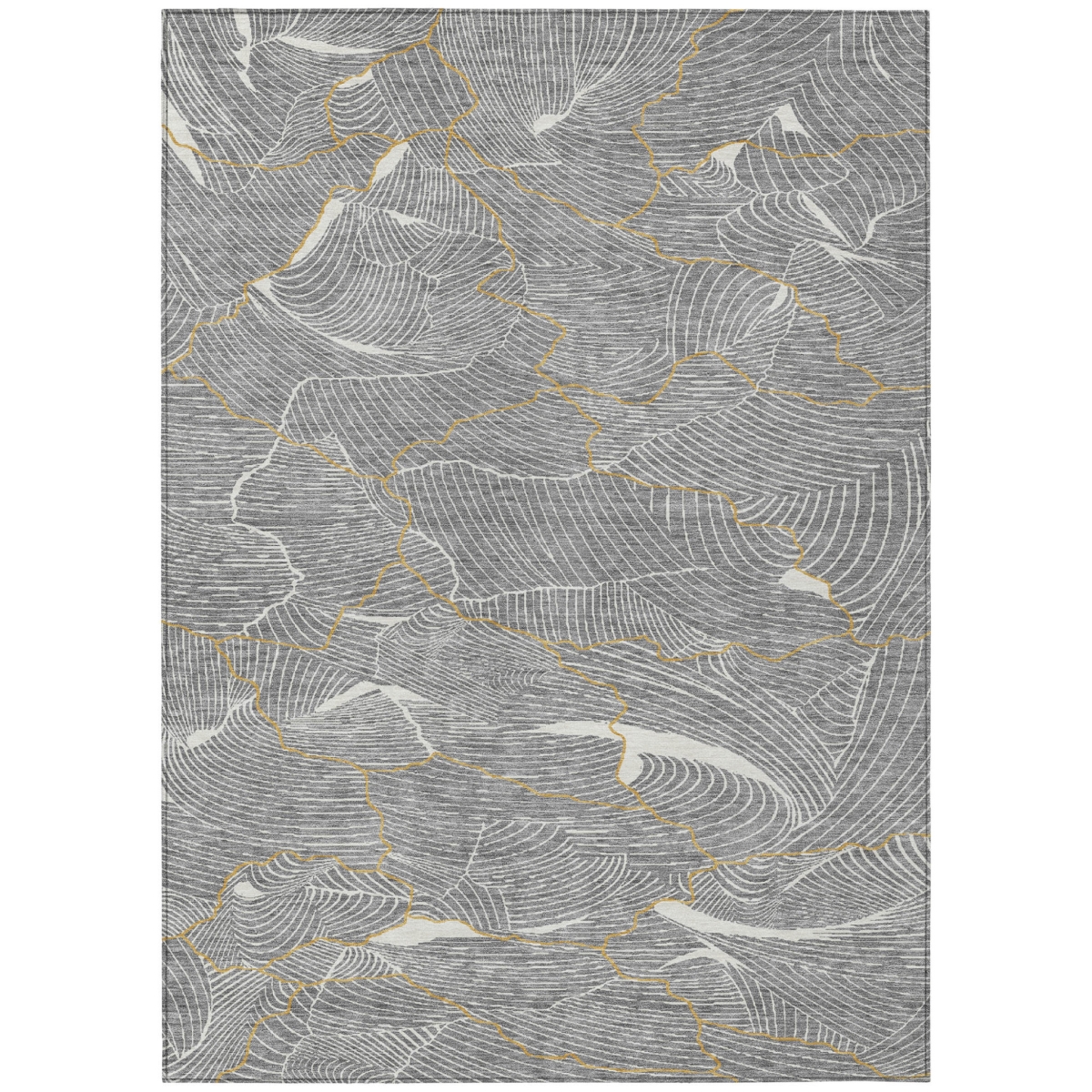 601065 8 x 10 ft. Gray, Brown & Ivory Abstract Washable Indoor & Outdoor Rectangle Area Rug