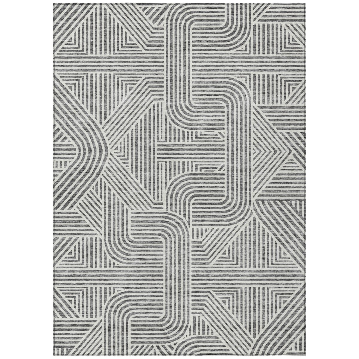 594939 9 x 12 ft. Gray & Ivory Abstract Washable Indoor & Outdoor Rectangle Area Rug