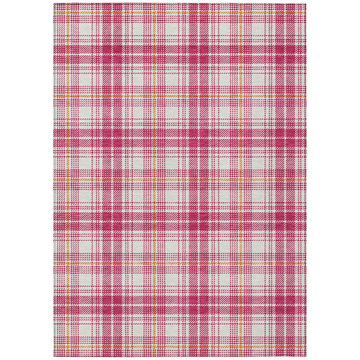 597087 3 x 5 ft. Blush, Ivory & Copper Plaid Washable Indoor & Outdoor Rectangle Area Rug