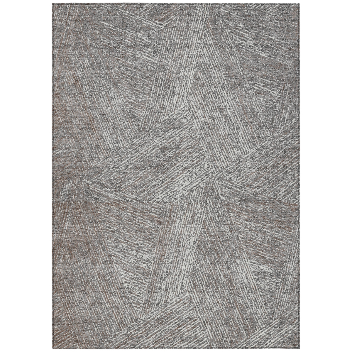 597027 10 x 14 ft. Gray, Brown & Ivory Abstract Washable Indoor & Outdoor Rectangle Area Rug