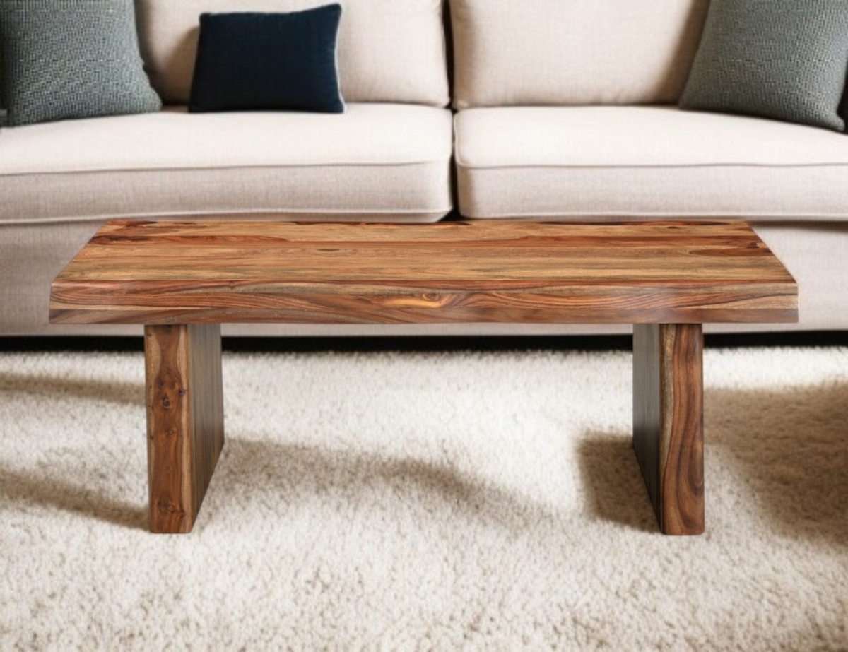 Live Edge Coffee Table - Brown - 51in. x 27in. - Handcrafted Solid Wood