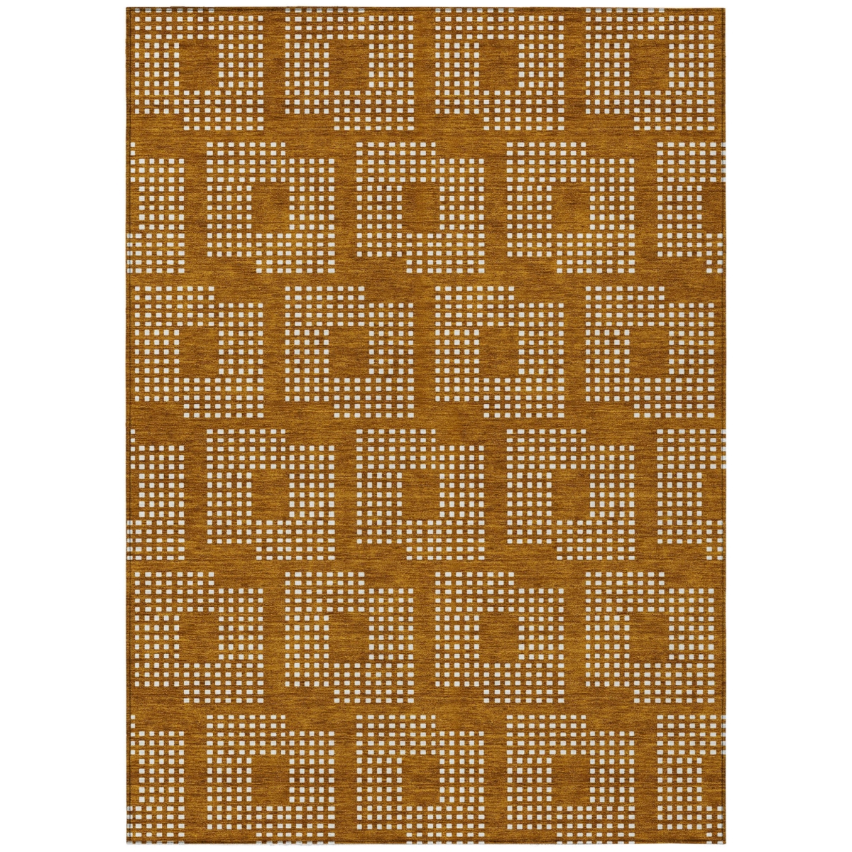 592587 3 x 5 ft. Terra Cotta & Ivory Geometric Washable Indoor & Outdoor Rectangle Area Rug