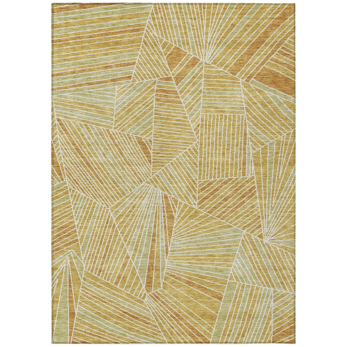 594786 5 x 8 ft. Gold, Copper & Brown Geometric Washable Indoor & Outdoor Rectangle Area Rug
