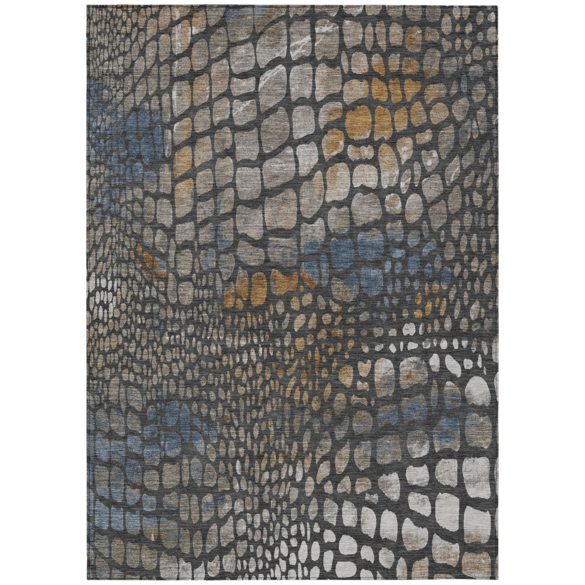 596782 3 x 5 ft. Charcoal, Brown & Copper Abstract Washable Indoor & Outdoor Rectangle Area Rug