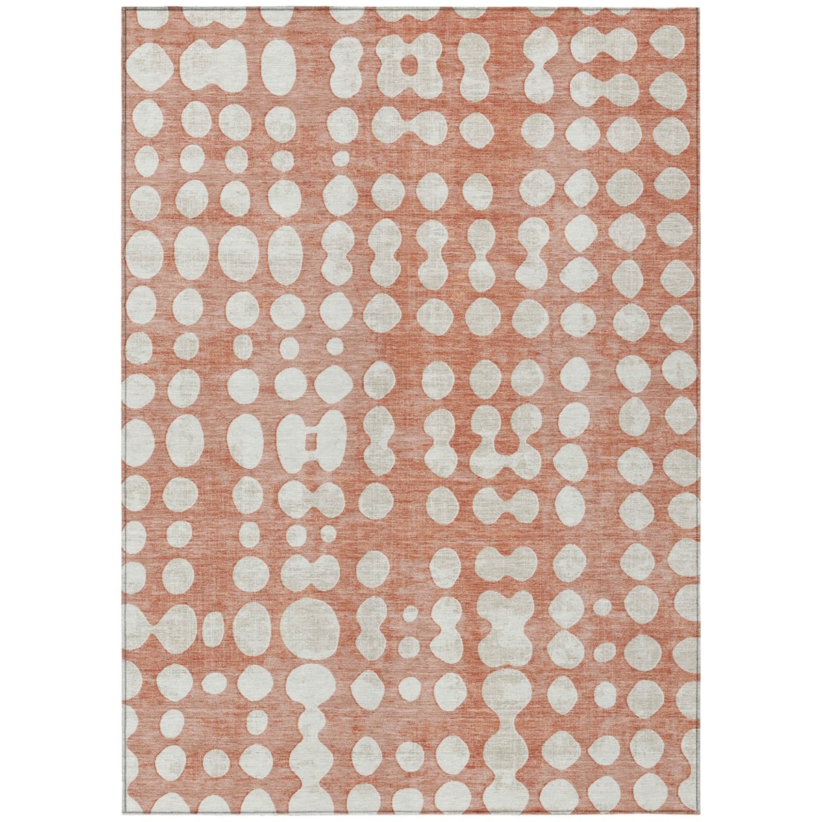 590976 8 x 10 ft. Salmon & Ivory Abstract Washable Indoor & Outdoor Rectangle Area Rug