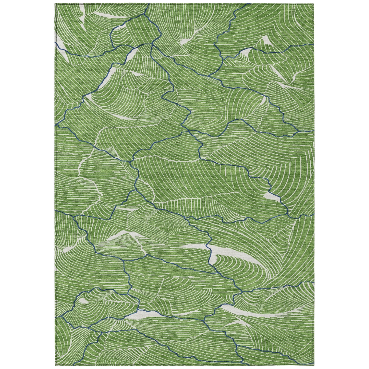 601050 3 x 5 ft. Green, Blue & Ivory Abstract Washable Indoor & Outdoor Rectangle Area Rug
