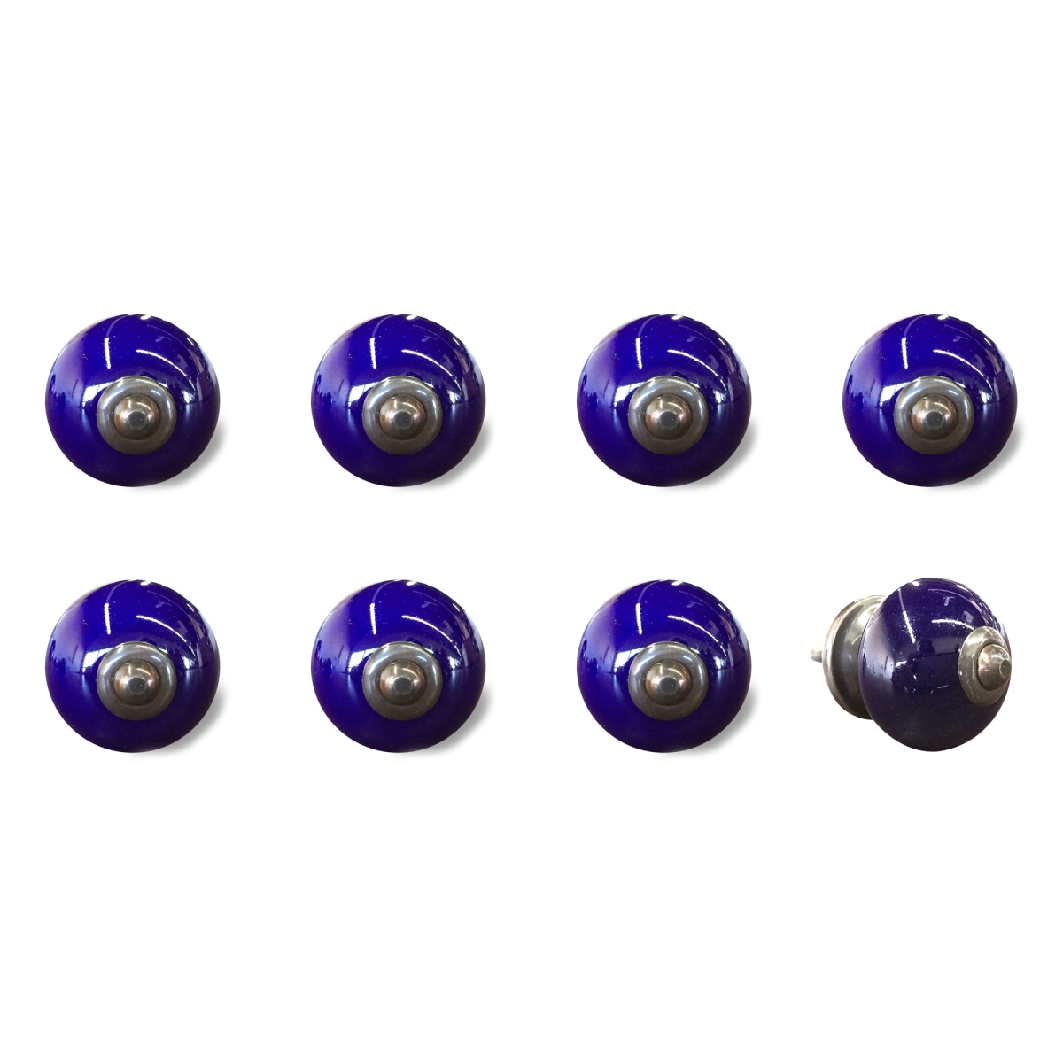 544434 Purple & Gray Ceramic & Metal Drawer Pull Knobs - Set of 8