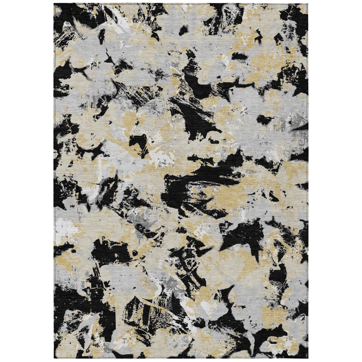 592166 10 x 14 ft. Black, Gray & Light Brown Floral Washable Indoor & Outdoor Rectangle Area Rug