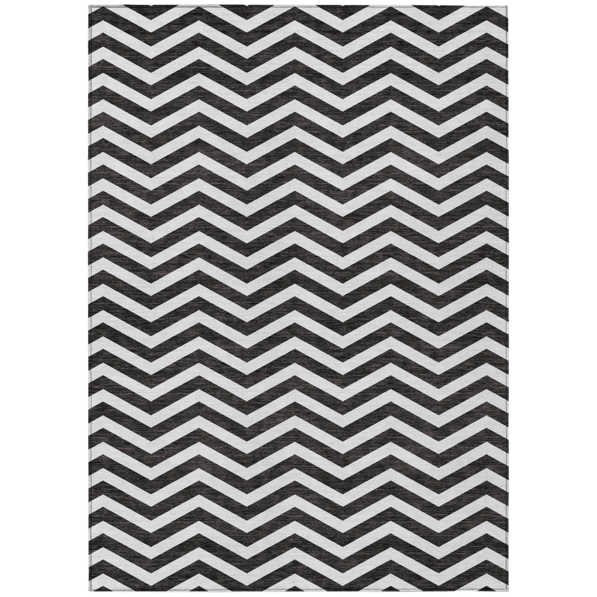 595295 3 x 5 ft. Black & Ivory Chevron Washable Indoor & Outdoor Rectangle Area Rug