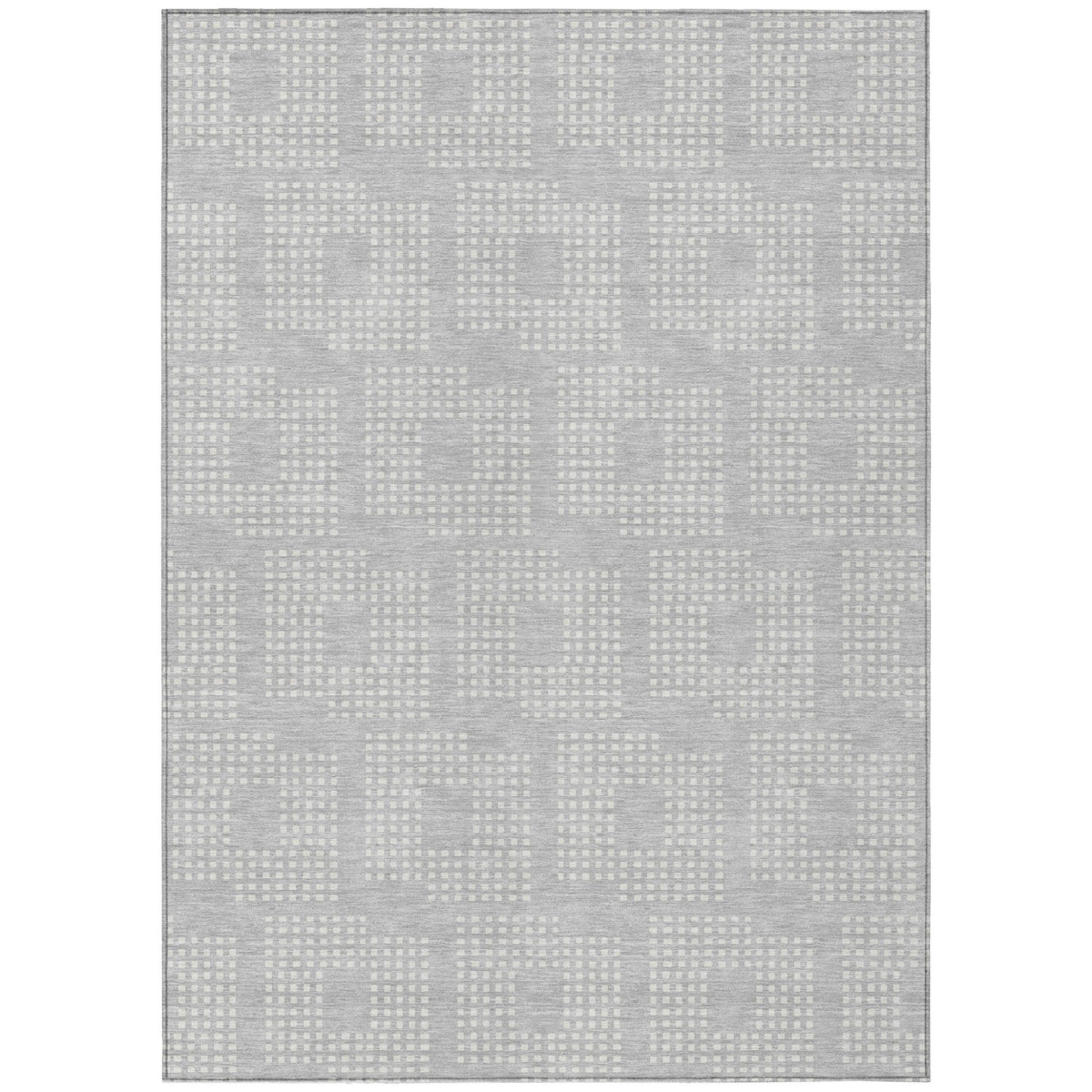 592574 10 x 14 ft. Silver & Ivory Geometric Washable Indoor & Outdoor Rectangle Area Rug
