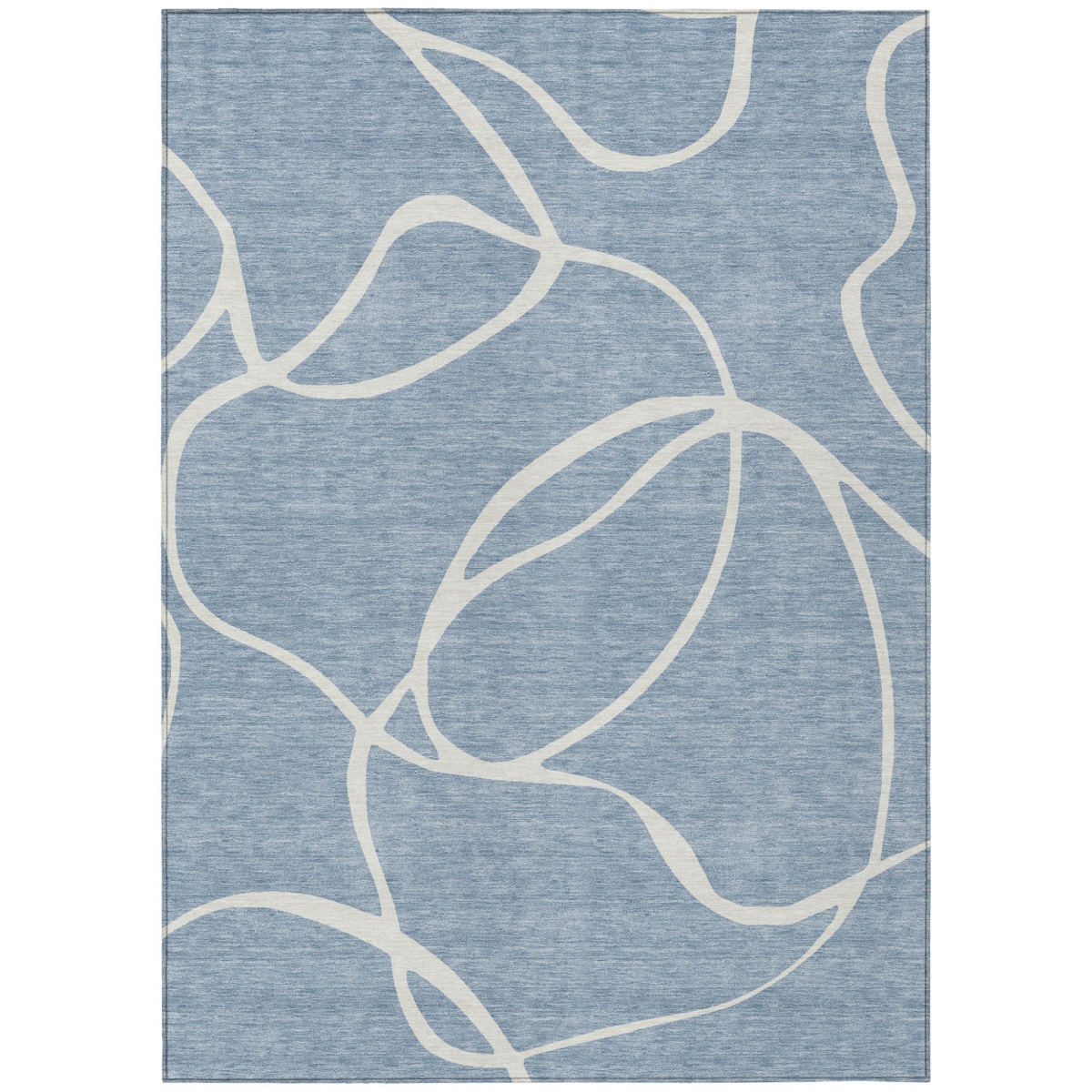 597469 3 x 5 ft. Denim Blue & Ivory Abstract Washable Indoor & Outdoor Rectangle Area Rug